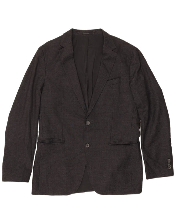 Jaqueta blazer masculina de 2 botões Hugo Boss Reino Unido 50 grande lã virgem preta