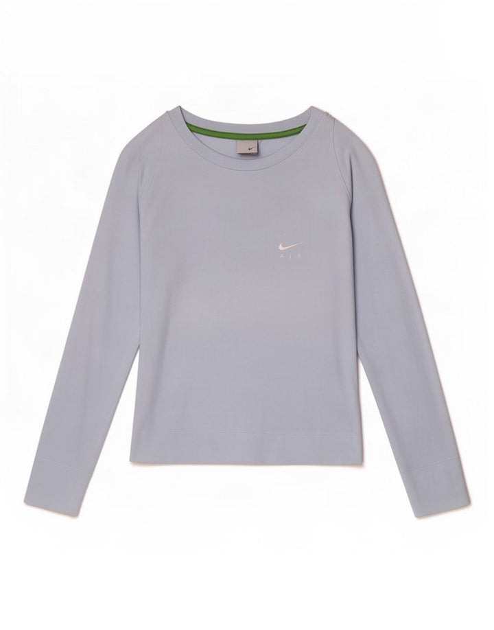 Nike Womens Top Long Sleeve UK 10/12 Medium Blue Cotton
