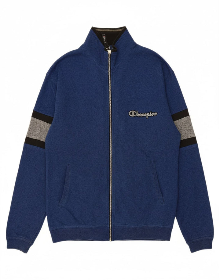 CHAMPION Mens Tracksuit Top Jacket Large Blue Colourblock Cotton Vintage Champion and Second-Hand Champion from Messina Hembry 