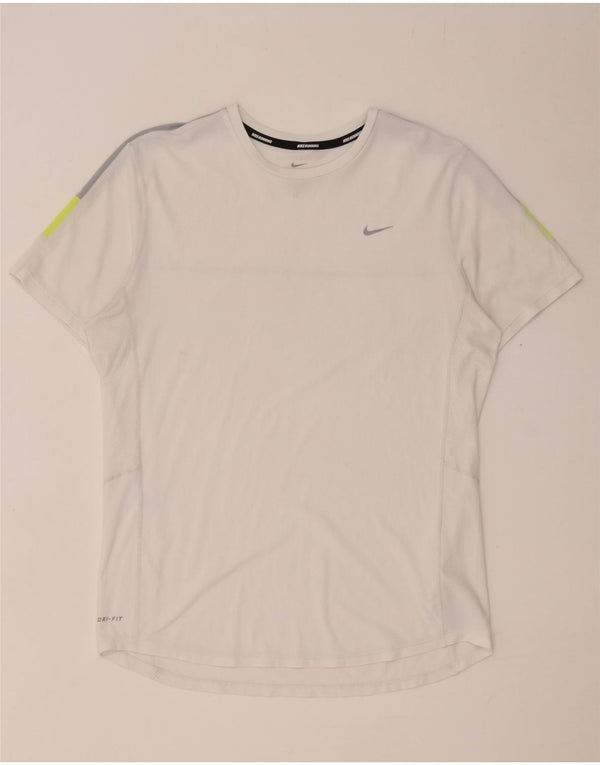 Camiseta Nike Dri Fit para hombre Top medio blanco color block Poliéster
