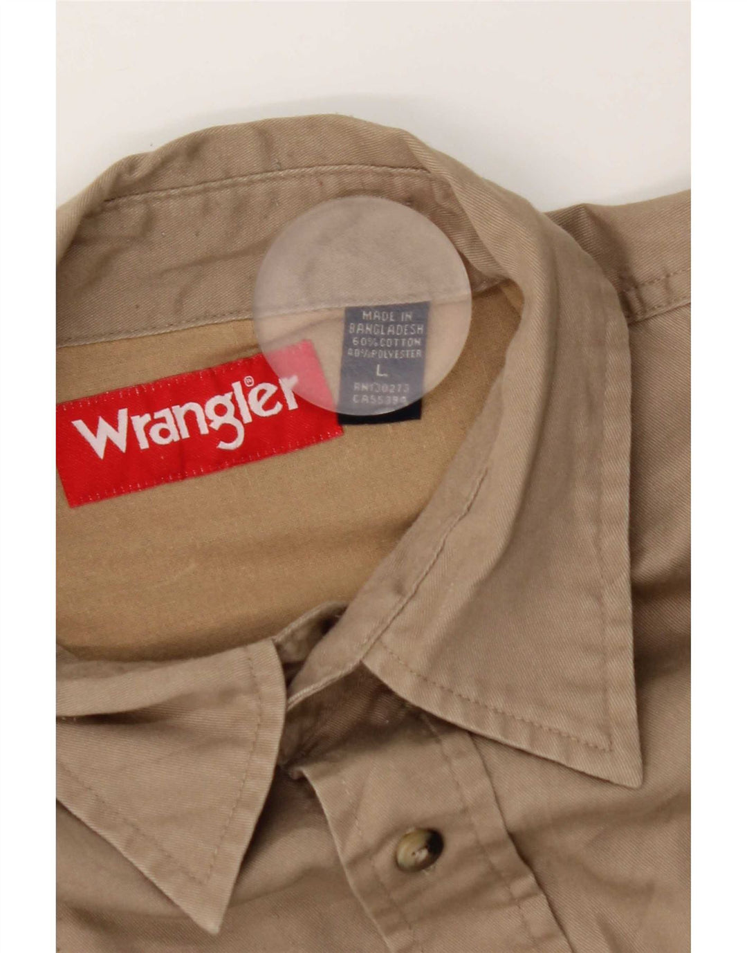 Wrangler Mens Shirt Large Beige Cotton