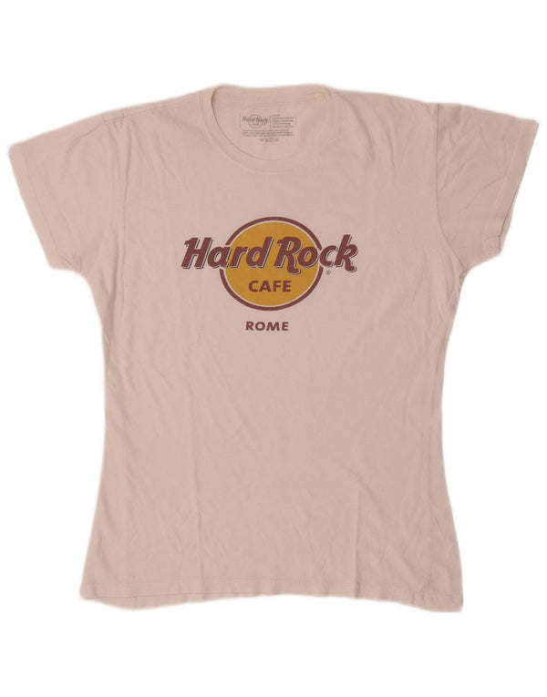 Hard Rock Cafe Damen Rome Graphic T-Shirt Top UK 14 Large Off White Baumwolle