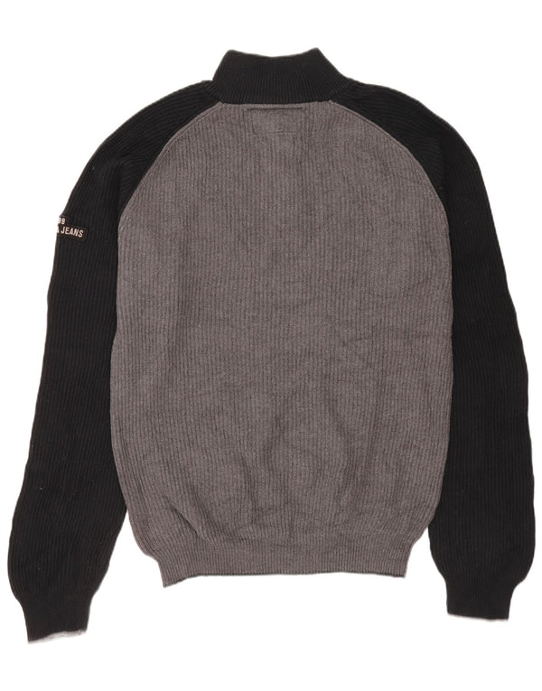 Nautica Herre Zip Neck Jumper Sweater 2XL Grå Colourblock Bomuld
