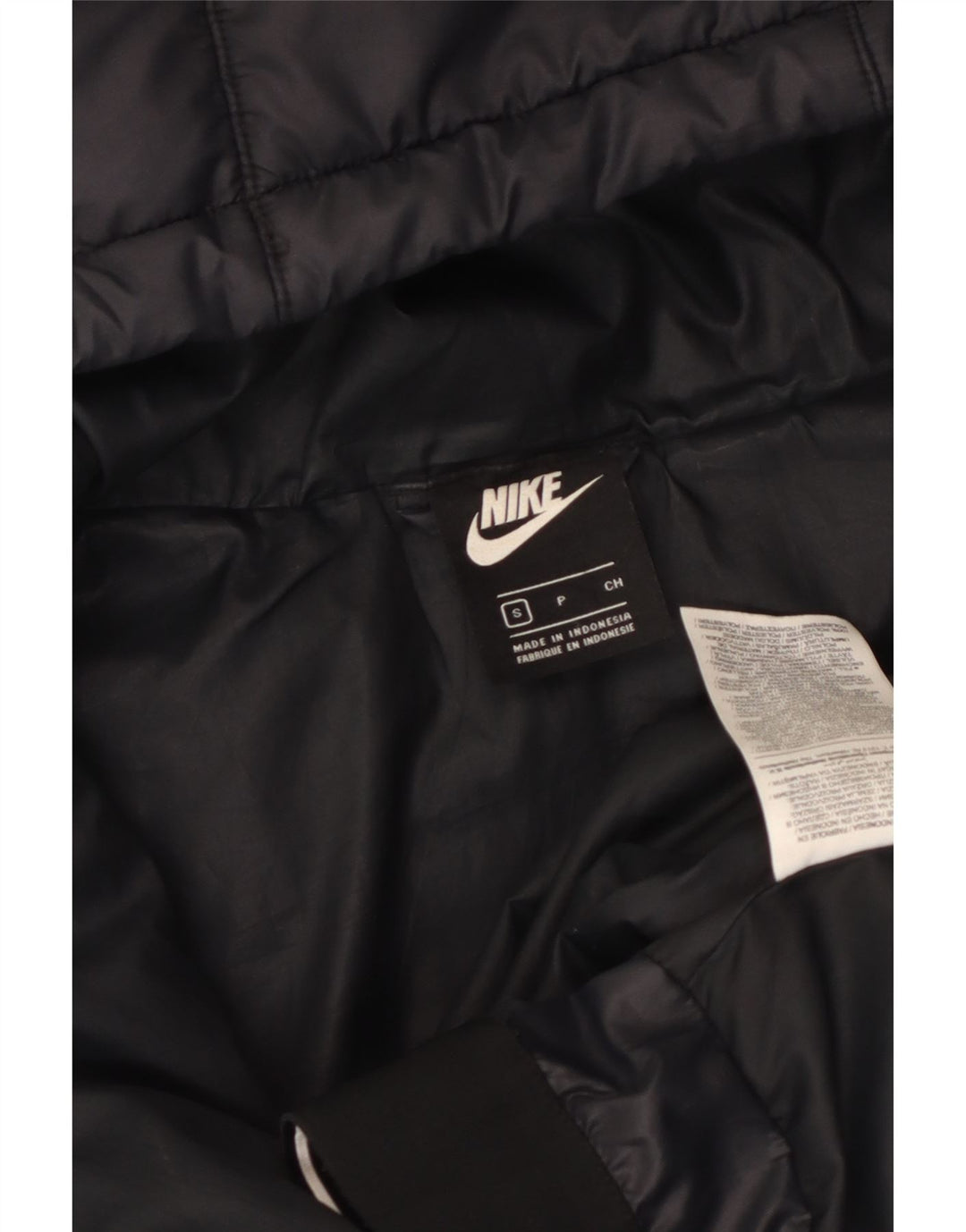 Giacca imbottita con cappuccio Nike da donna UK 10 piccola nera in poliestere