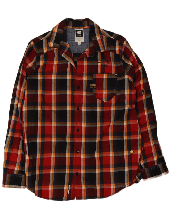 Camisa masculina de flanela G-Star média de algodão xadrez multicolorido