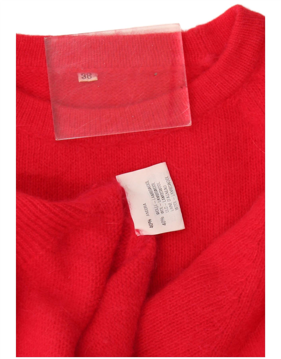 Vintage Womens Crew Neck Jumper Sweater EU 38 Medium Red Angora