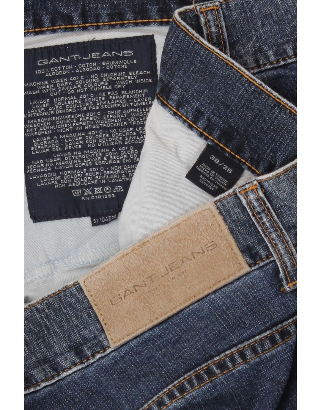 Gant Mens Straight Jeans W38 L36 Blue Cotton