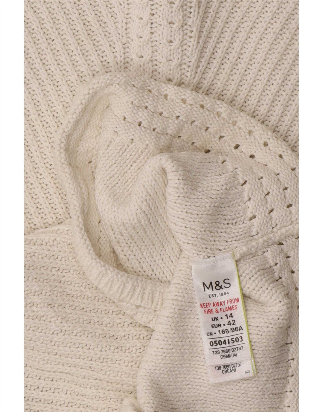 Marks & Spencer Womens Boat Neck Jumper Sweater UK 14 Medium Off White