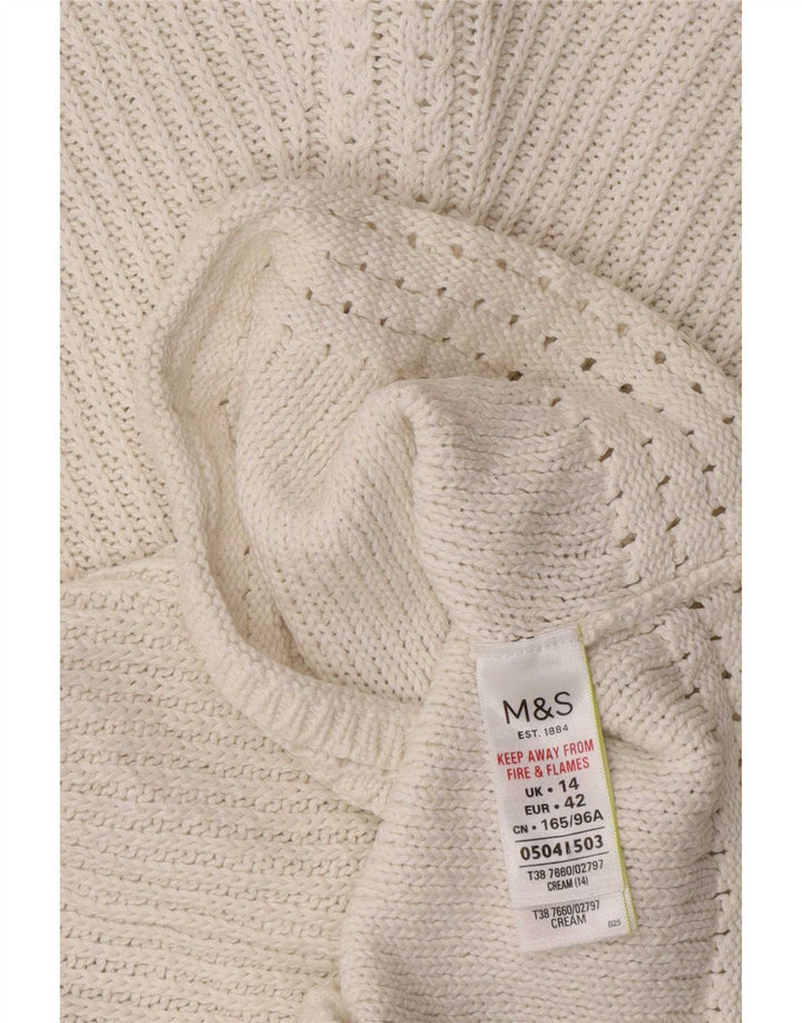 Marks & Spencer Womens Boat Neck Jumper Sweater UK 14 Medium Off White