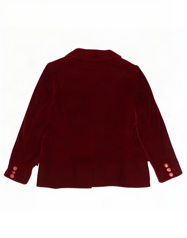 Jachetă vintage din catifea cu 3 nasturi pentru femei UK 12 Burgundy mediu