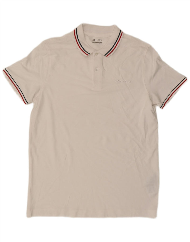 Lotto Mens Polo Shirt Medium White Cotton