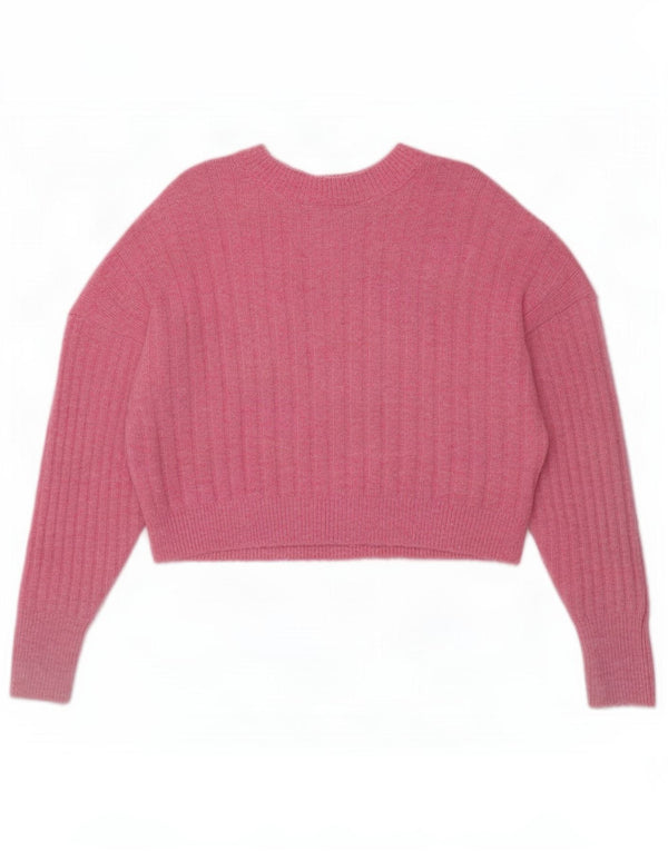 Maglione maglione girocollo oversize da donna Topshop UK 6 XS acrilico rosa