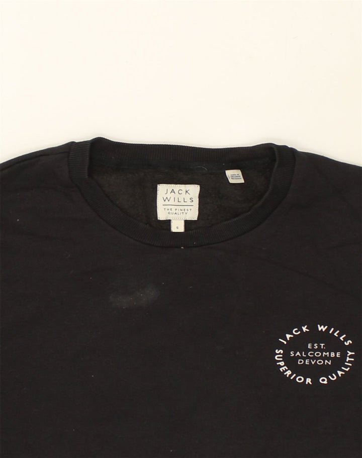 JACK WILLS Mens Sweatshirt Jumper Small Black Cotton | Vintage Jack Wills | Thrift | Second-Hand Jack Wills | Used Clothing | Messina Hembry 