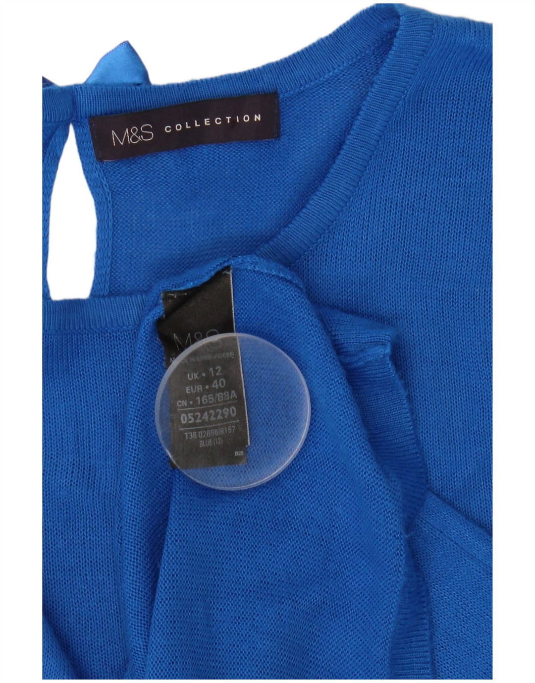 Marks & Spencer Womens Boat Neck Jumper Sweater UK 12 Medium Blue