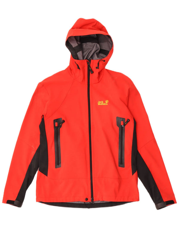 Giacca antipioggia con cappuccio da uomo Jack Wolfskin UK 36/38 Medium Red Colourblock