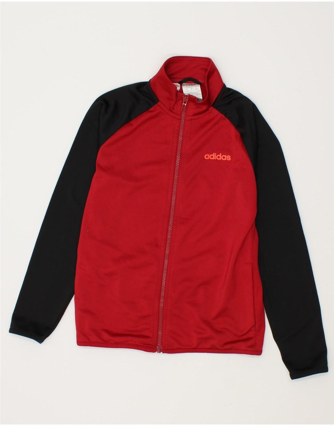 ADIDAS Boys Tracksuit Top Jacket 9-10 Years Red Colourblock Polyester Vintage Adidas and Second-Hand Adidas from Messina Hembry 