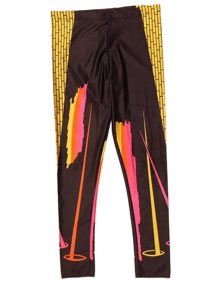 Vintage Womens Leggings UK 14 Medium Multicoloured Colourblock Polyamide