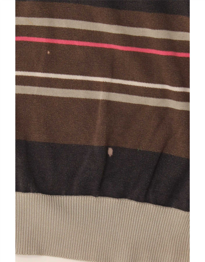 Jack & Jones Mens Graphic Crew Neck Jumper Sweater Medium Brown Colourblock