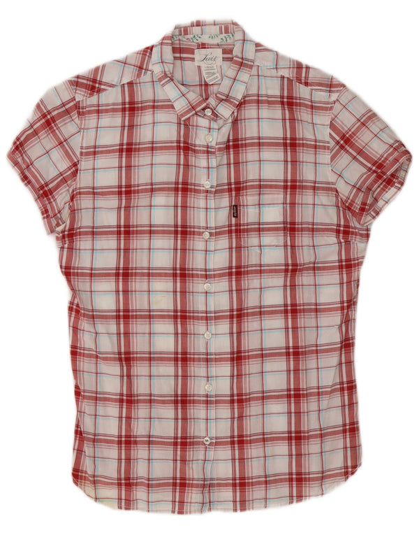 Levi's Damen Kurzarmhemd UK 16 Large Red Check
