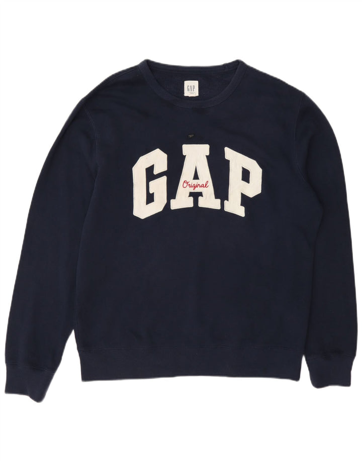 Gap Mens Graphic Sweatshirt Jumper Medium Navy Blue Cotton