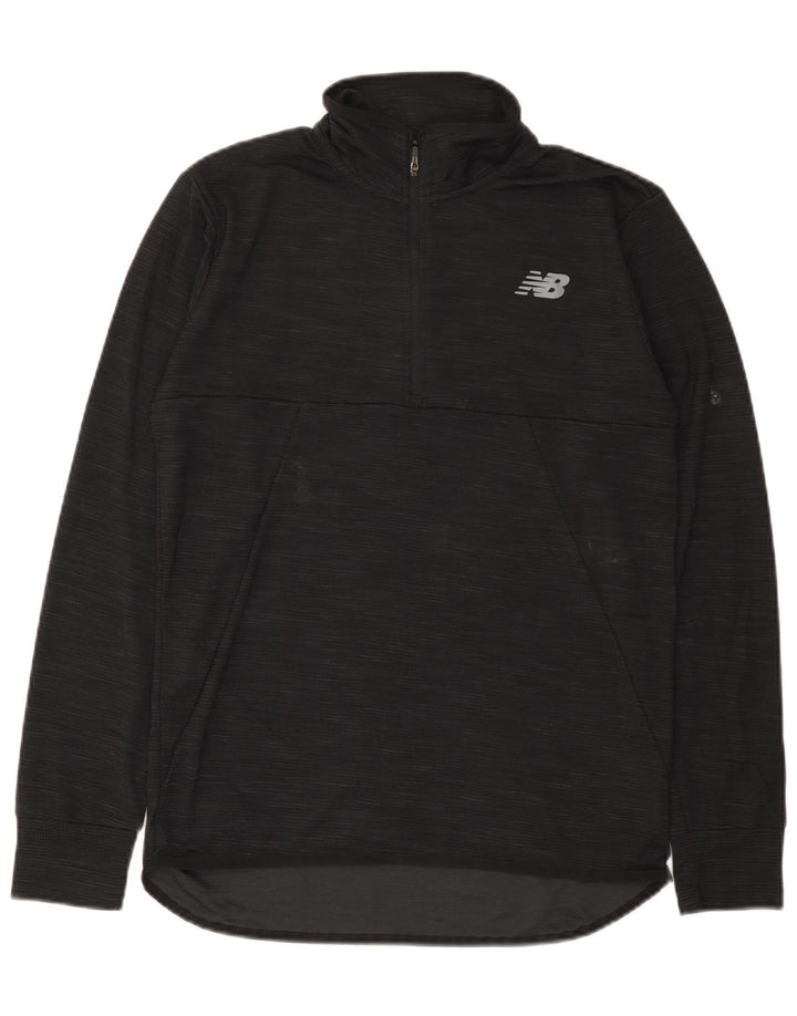 New Balance Herre Zip Neck Pullover Træningsdragt Top Medium Sort Polyester