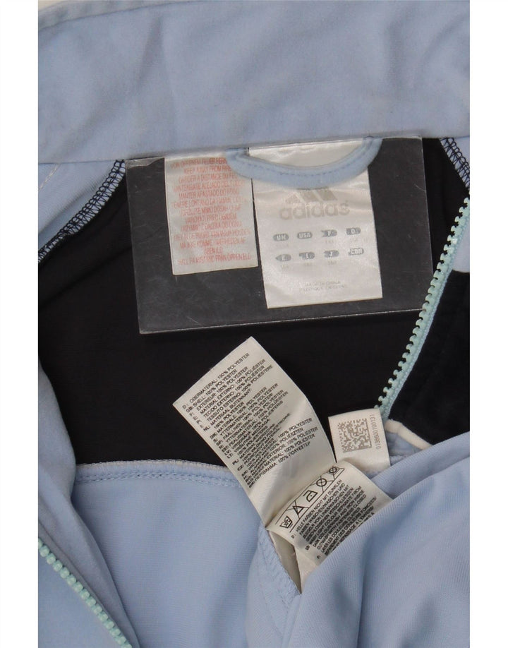 Adidas Boys Tracksuit Top Jacket 13-14 Years Blue Colourblock Polyester