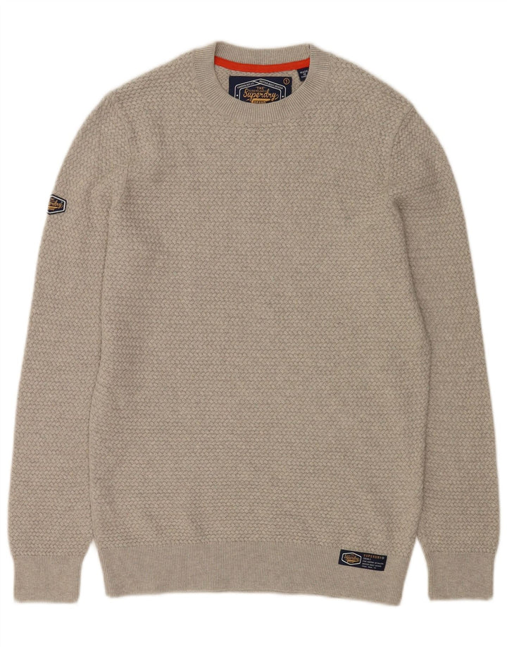 Superdry Mens Crew Neck Jumper Sweater Medium Grey Cotton