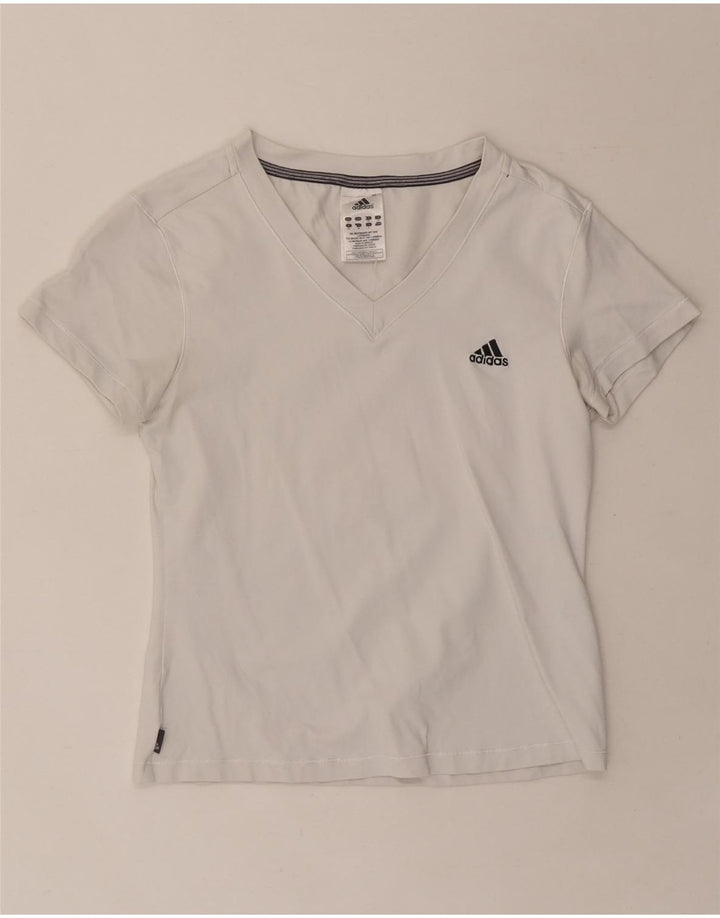ADIDAS Womens Climalite Crop T-Shirt Top UK 12 Medium White Polyester Vintage Adidas and Second-Hand Adidas from Messina Hembry 