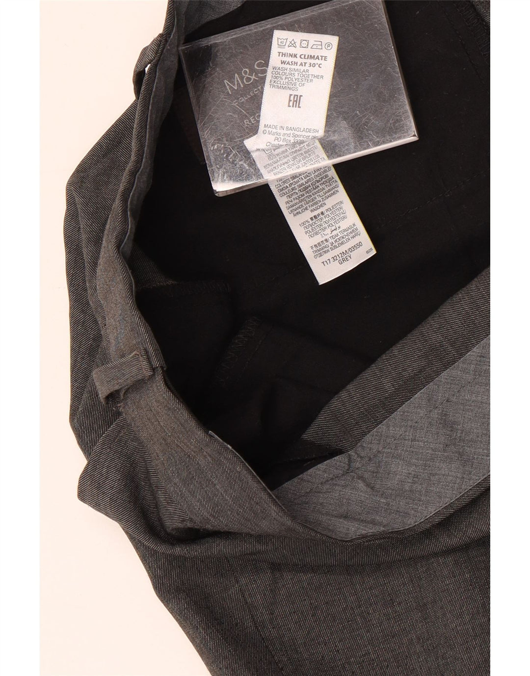 MARKS & SPENCER Mens Straight Suit Trousers W42 L31 Grey Polyester