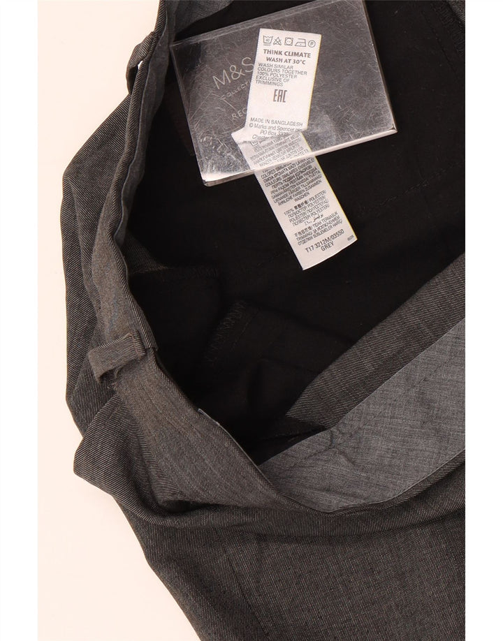 MARKS & SPENCER Mens Straight Suit Trousers W42 L31 Grey Polyester