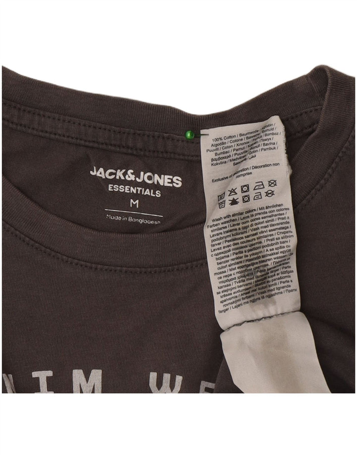 Jack & Jones Mens Graphic T-Shirt Top Medium Grey Cotton