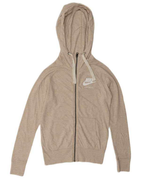 Nike Damen-Pullover mit übergroßem Reißverschluss und Kapuze, UK 6, XS, Beige, Baumwolle