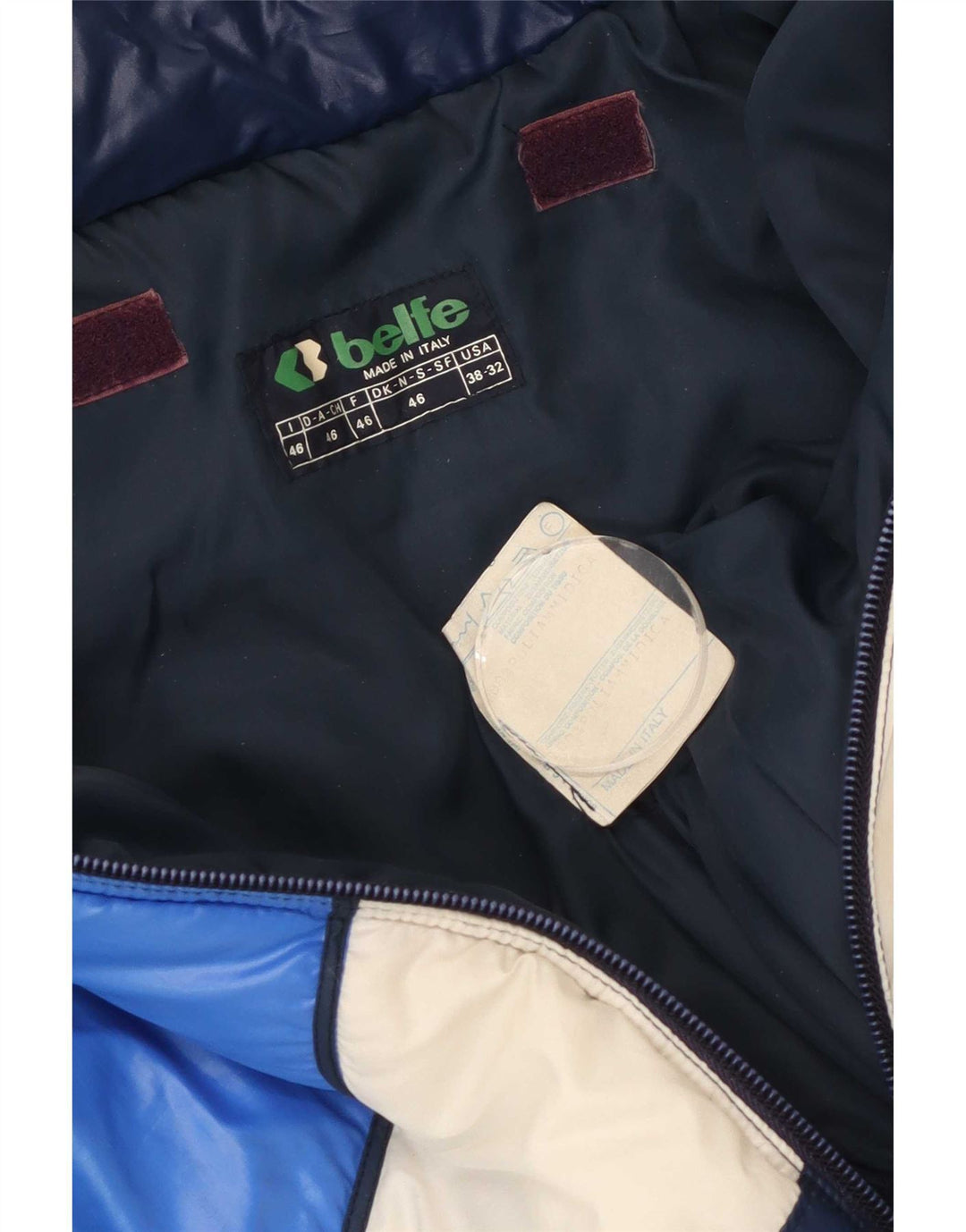 Belfe Mens Padded Jacket IT 46 Small Navy Blue Colourblock Polyamide