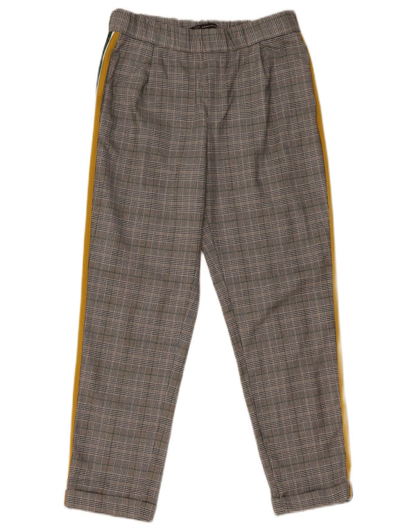 Zara Womens Tapered Cropped Trousers Small W28 L25 Grey Houndstooth