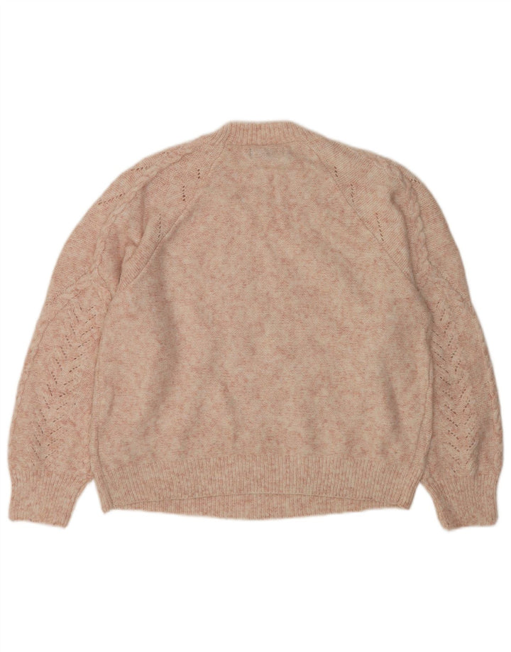 Marks & Spencer Womens Crew Neck Jumper Sweater UK 14 Medium Pink Polyester