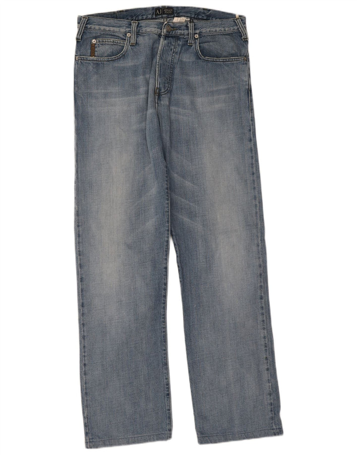 Armani Mens Straight Jeans W34 L31 Blue Cotton