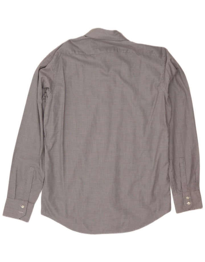 Hugo Boss Mens Shirt Size 40 15 3/4 Medium Grey Spotted Cotton