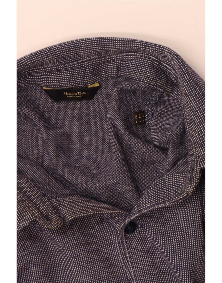 Massimo Dutti Mens Long Sleeve Polo Shirt Medium Navy Blue