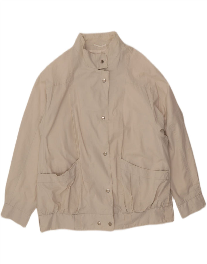 NINO Womens Oversized Bomber Jacket UK 20 2XL Beige Cotton