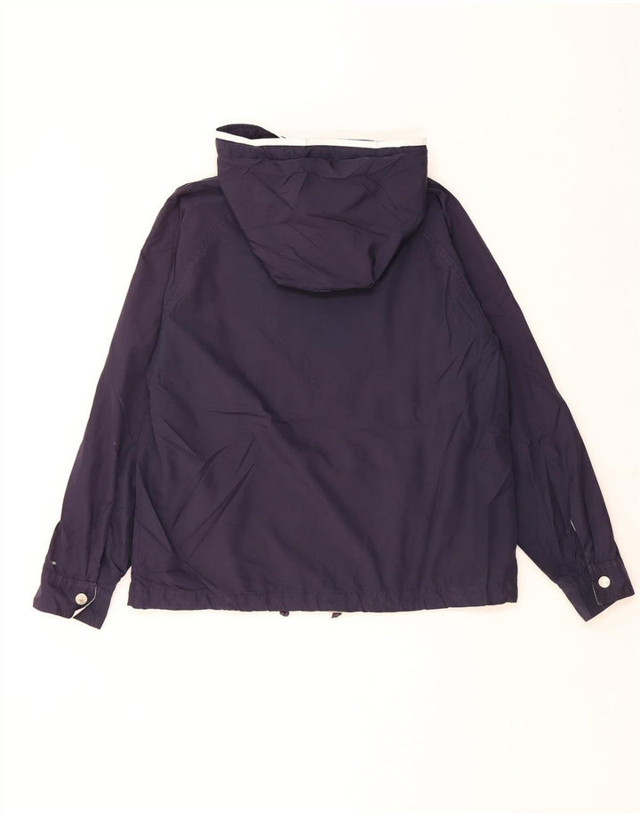 EDDIE BAUER Womens Hooded Rain Jacket UK 14 Medium Navy Blue Polyester