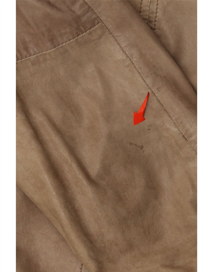 Milestone Mens Leather Jacket Large Beige Leather