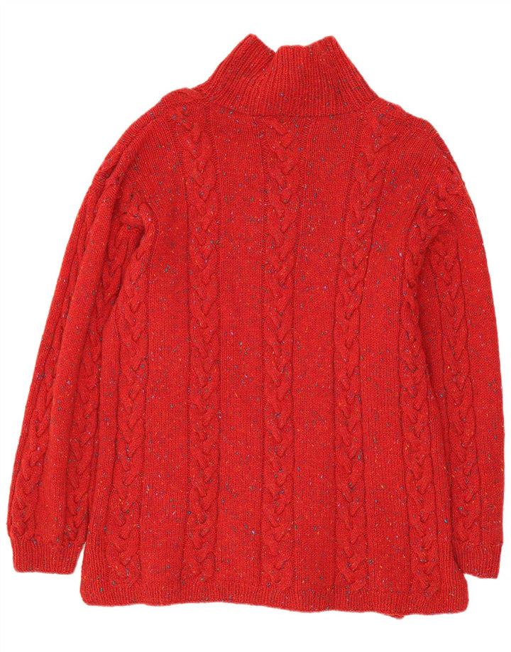 VINTAGE Mens Turtle Neck Jumper Sweater Medium Red Flecked