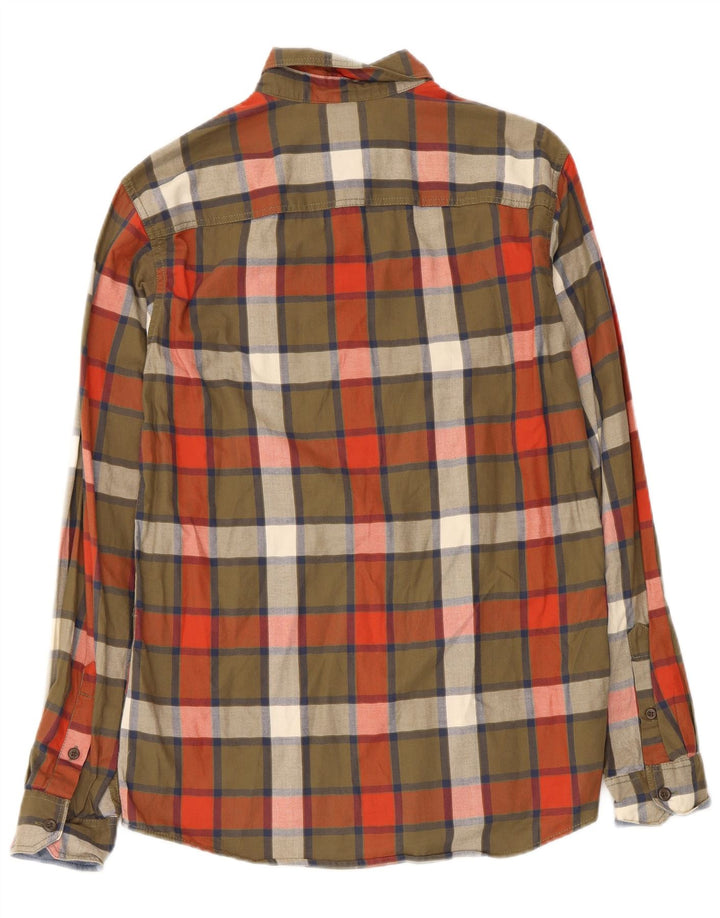 Jack & Jones Mens Flannel Shirt Medium Khaki Check Cotton