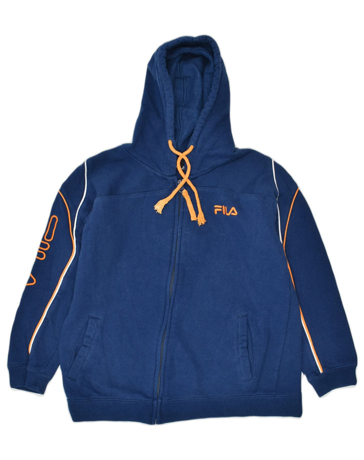 FILA Boys Graphic Zip Hoodie Sweater 11-12 Years Navy Blue Cotton | Vintage | Thrift | Second-Hand | Used Clothing | Messina Hembry 