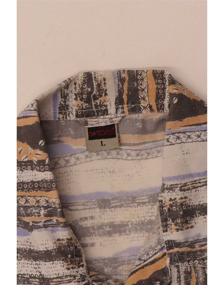 Beyond Mens Short Sleeve Shirt Large Multicoloured Striped Polyester