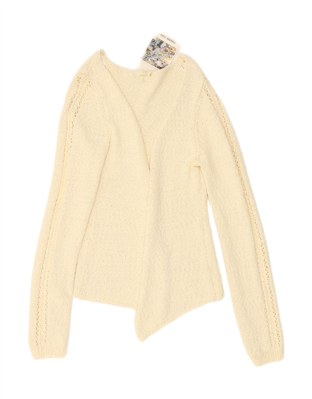 GHANDA Womens Open Cardigan Sweater UK 12 Medium Off White Vintage Ghanda and Second-Hand Ghanda from Messina Hembry 