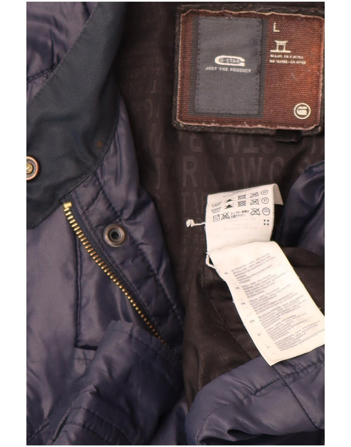 G-Star Mens Padded Jacket UK 40 Large Navy Blue Polyamide