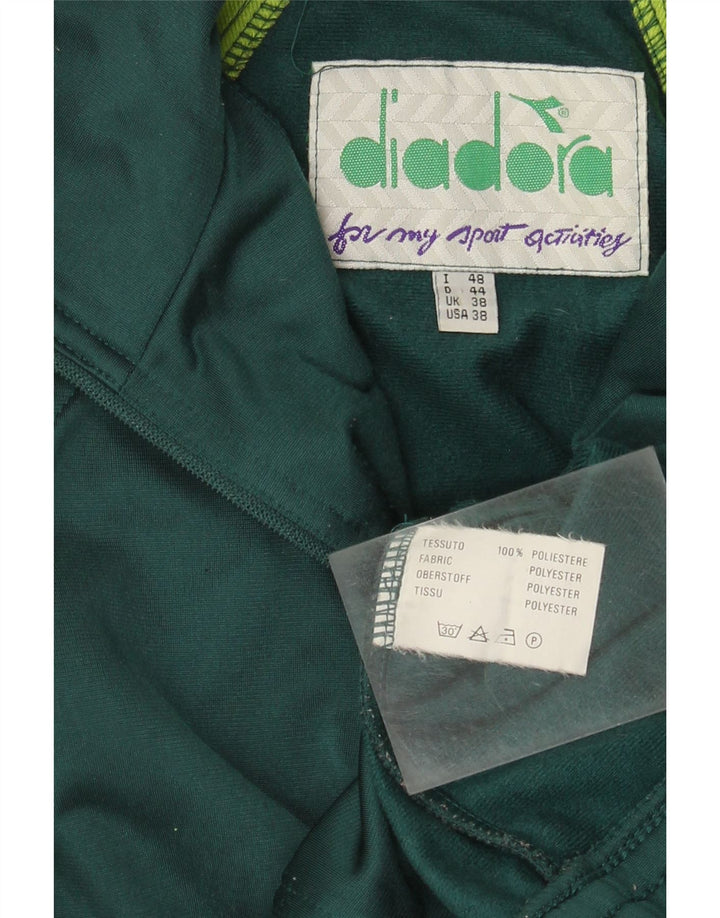 Diadora Mens Graphic Tracksuit Top Jacket UK 38 Medium Green Colourblock