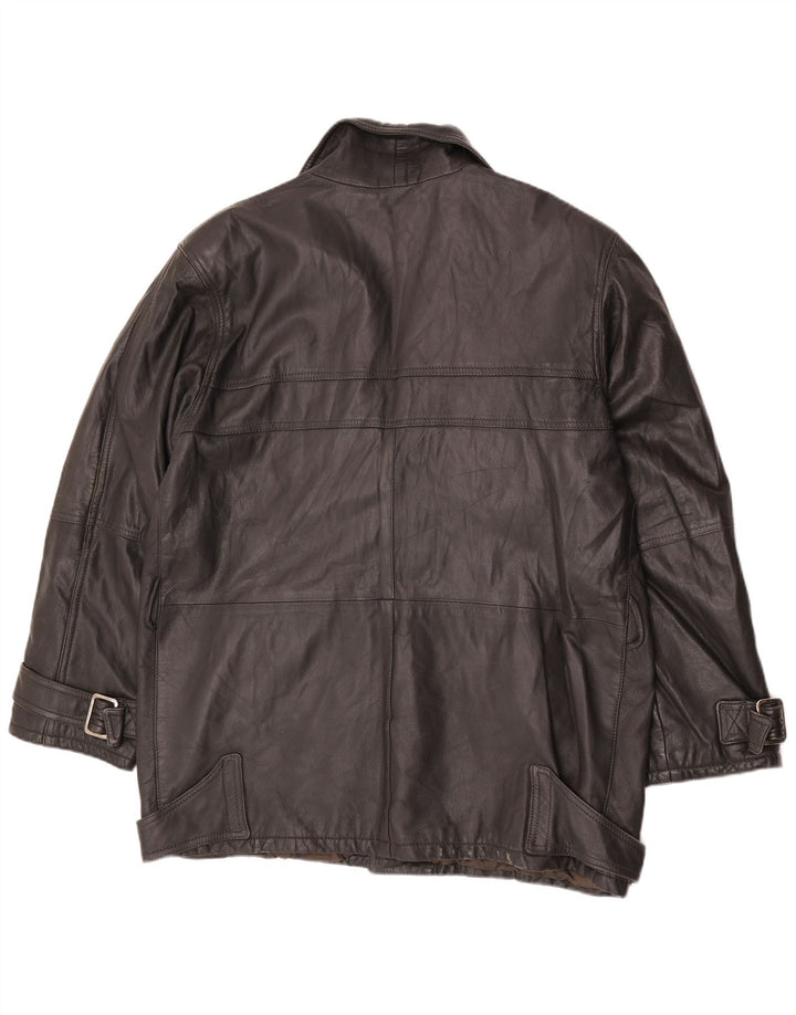 Giacca in pelle vintage da uomo IT 56 3XL Pelle nera