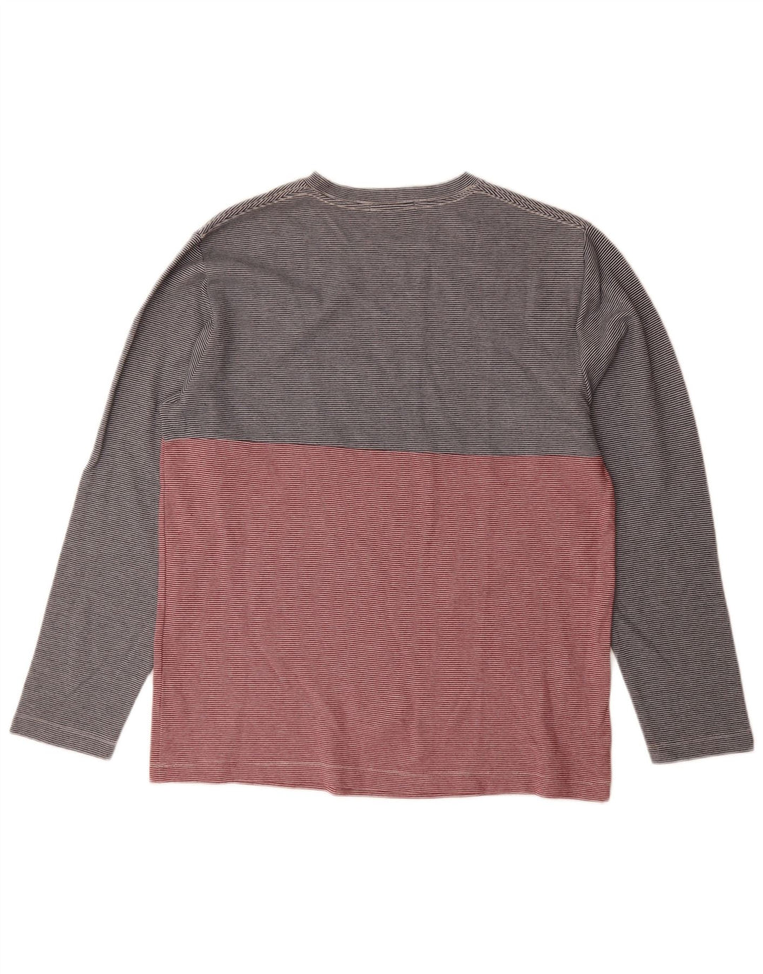 French Connection Mens Top Long Sleeve Large Grey Pinstripe Cotton